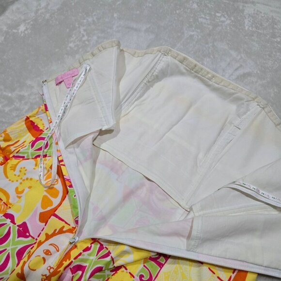 Lilly Pulitzer ✦ Strapless Patchwork Dress ✦ Pink Green Floral Stripe Cotton 2 - Picture 10 of 15